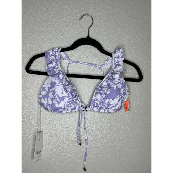 Maaji Bikini Top Womens Medium Reversible Ruffle Floral Swimwear Boho Beach Pool - Picture 1 of 5